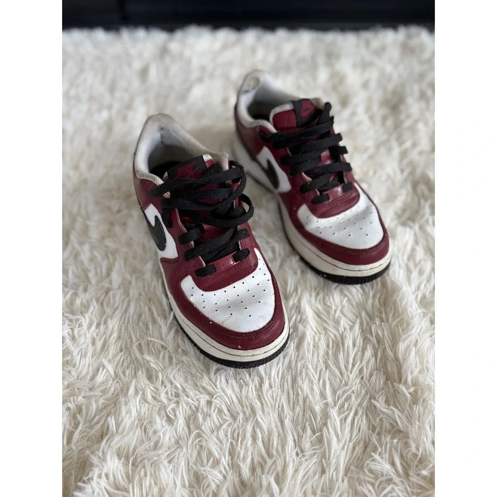 Nike Air Force 1 AF1 Burgundy Red Black White Low Top Sneakers‎ Shoes 6.5